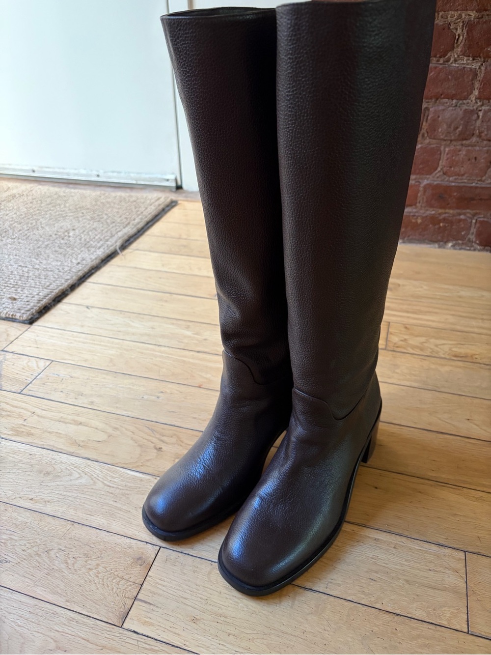 Stuart Weitzman Tall Leather Riding Boots in Dark Brown